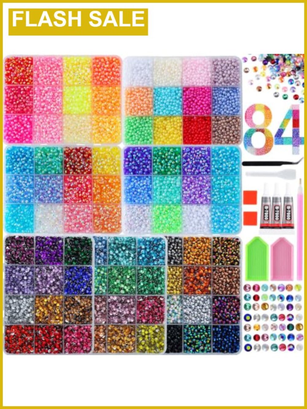63000PCS Rhinestones 72 Colors 3mm Flatback Gems with Tools